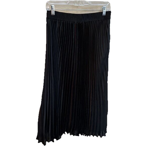 Banana Republica Sz Medium Black Midi Pleated Fairy Goth Dark Grunge Punk Skirt - Picture 4 of 7